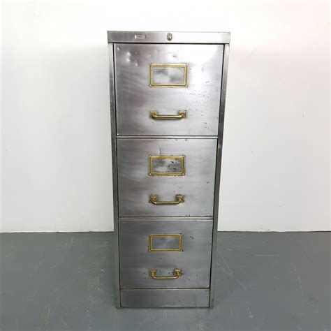 polished steel filing cabinet vintage|vintage metal filing cabinet for sale.